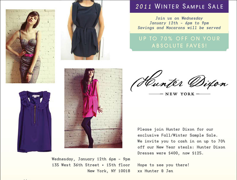 Hunter Dixon Sample Sale Hunter Dixon Sample Sale