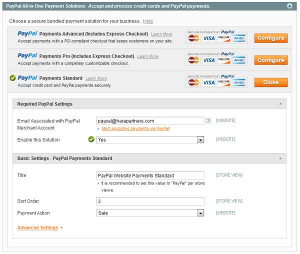 Magneto Paypal Payment Method Sort Order Configuration