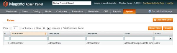 Magento Administrator User Management