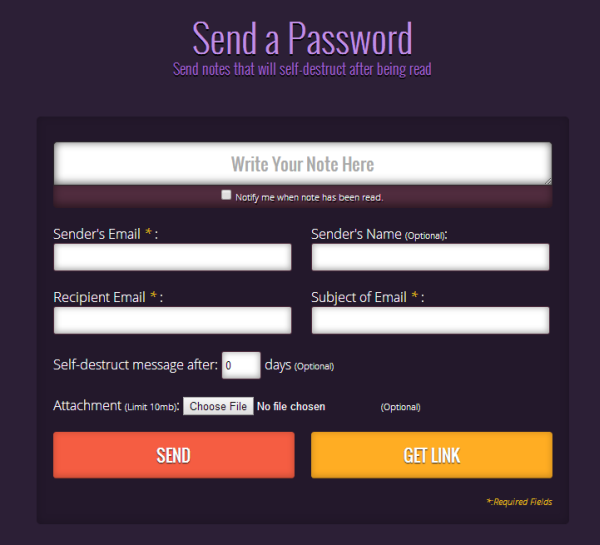 send a password