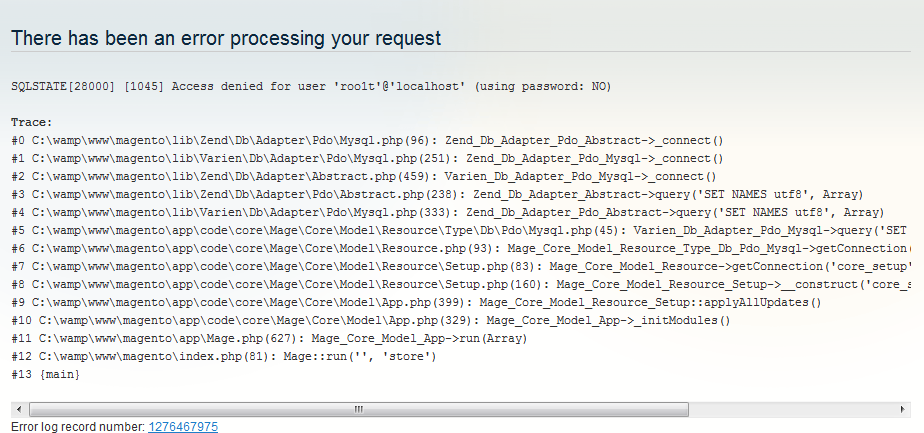 SQLSTATEp28000] Magento Error