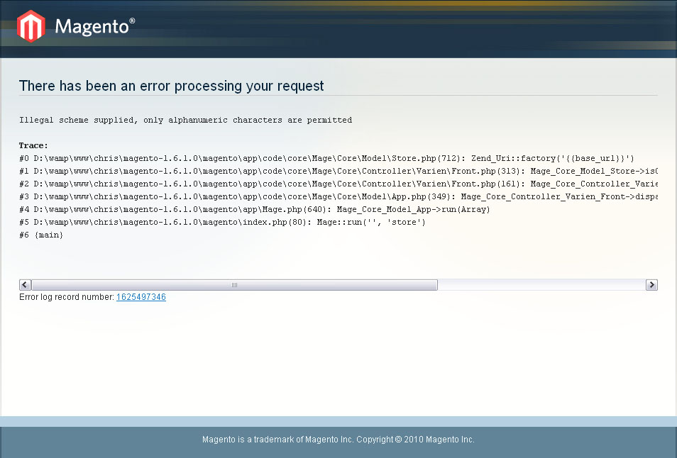 Illigal Scheme Magento Error